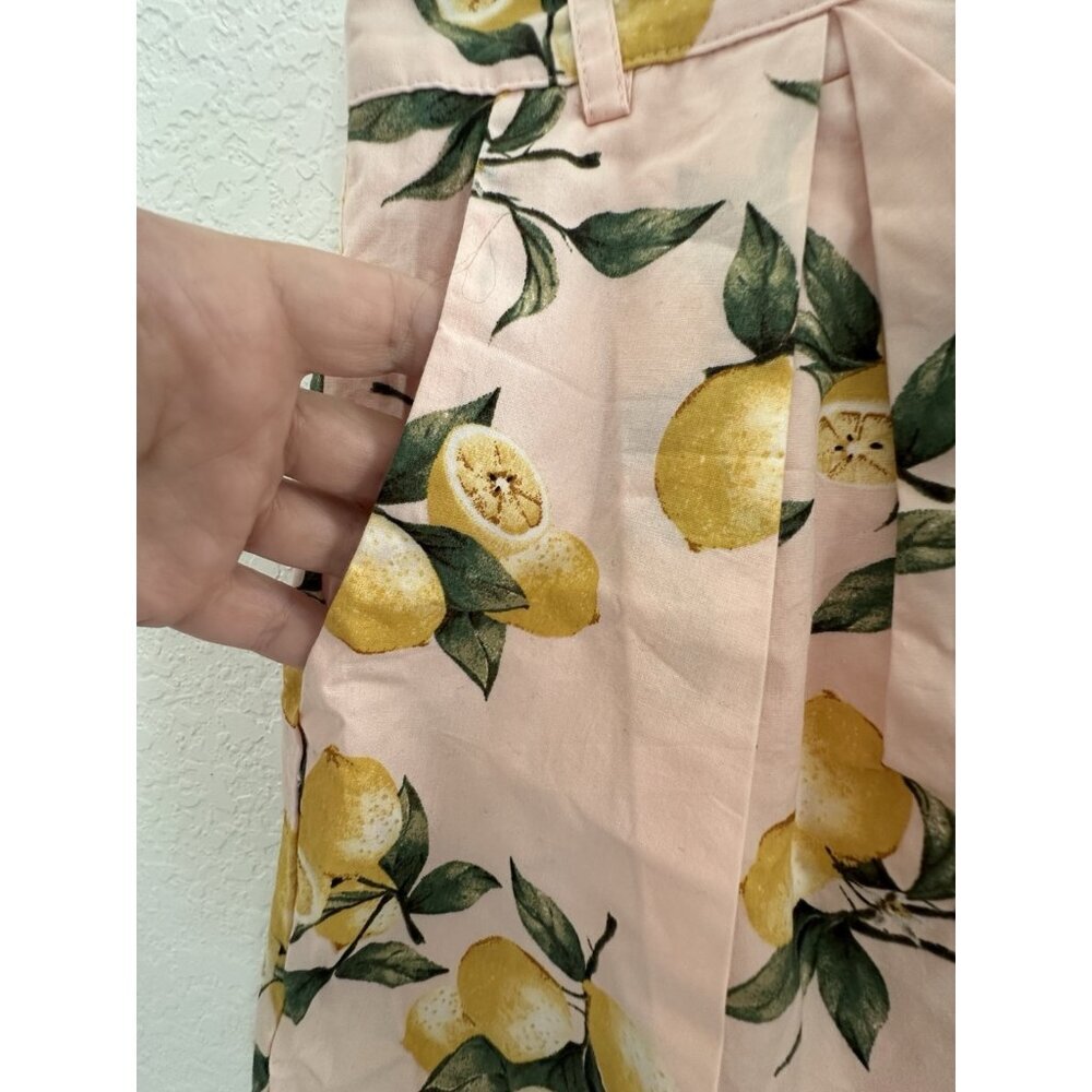 Mackenzie & Me Womens Shorts L Pink 100% Cotton Lemon‎ Print Tuscany Italy Farm - Picture 3 of 12